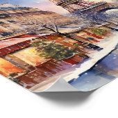 Weihnachten in Paris Eiffelturm Wasserfarbe Poster (Ecke)