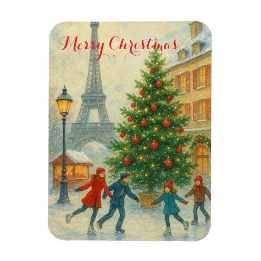 Weihnachten in Paris Eiffelturm Winter Magnet (Vertikal)