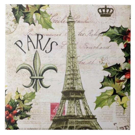 Weihnachten in Paris Fliese (Vorderseite)