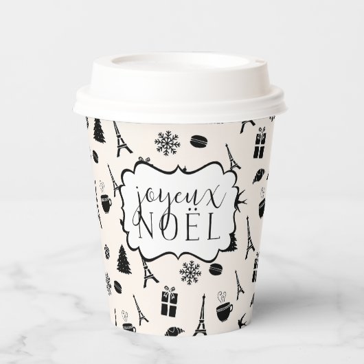 Weihnachten in Paris | Joyeux Weihnachten Pappbecher (Vorderseite)