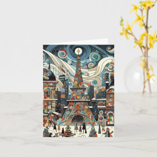 Weihnachten in Paris Karte (Gelbe Blume)