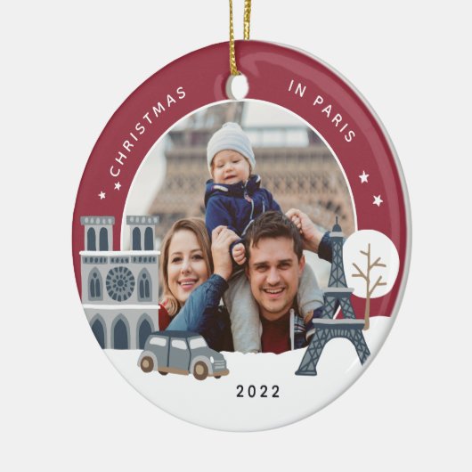 Weihnachten in Paris Keepake Foto Keramik Ornament (Links)