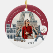Weihnachten in Paris Keepake Foto Keramik Ornament (Hinten)
