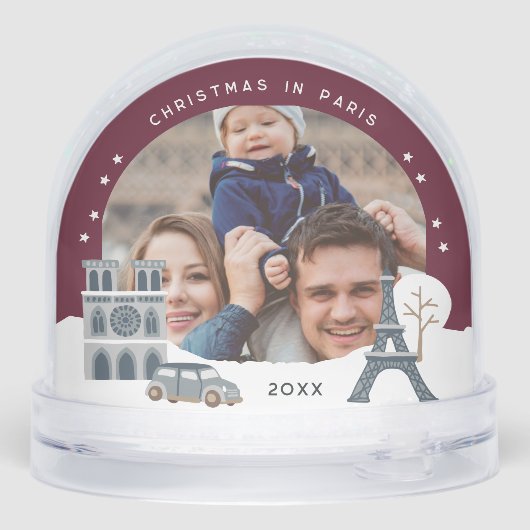 Weihnachten in Paris Keepake Foto Schneekugeln (Rückseite)