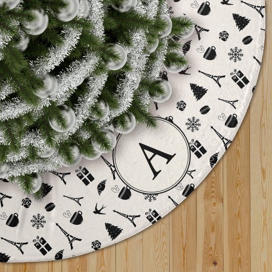 Weihnachten in Paris | MIT MONOGRAMM Leinenimitat Weihnachtsbaumdecke