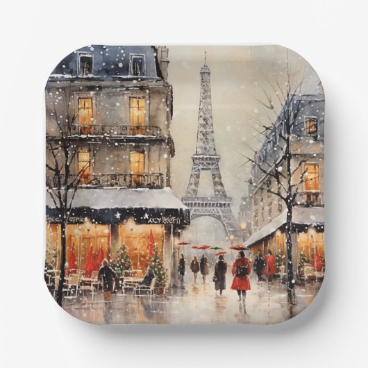 Weihnachten in Paris, Pappteller (Vorderseite)