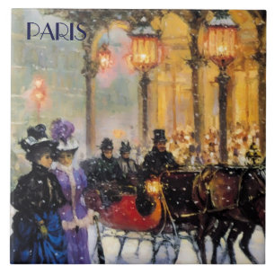 Weihnachten in Paris. Weihnachtsgeschenk Fliese