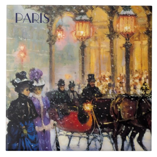 Weihnachten in Paris. Weihnachtsgeschenk Fliese (Vorderseite)