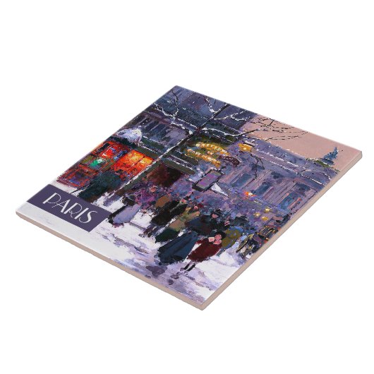 Weihnachten in Paris. Weihnachtsgeschenke Keramik Fliese (Seite)