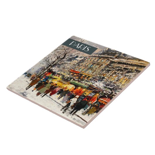 Weihnachten in Paris. Weihnachtsgeschenke Keramik  Fliese (Seite)