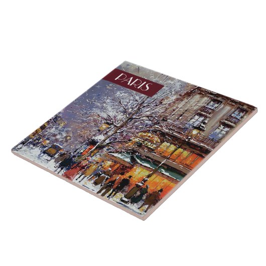 Weihnachten in Paris. Weihnachtsgeschenke Keramik  Fliese (Seite)