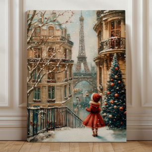 Weihnachten in Paris – Winterliche Eiffelturm Fant Leinwanddruck