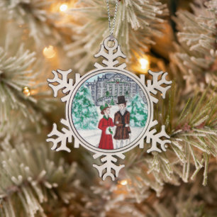 Weihnachten in Pemberley Schneeflocken Zinn-Ornament