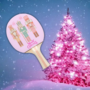 Weihnachten in Pink Nutcrackers auf Pink   Tischtennis Schläger