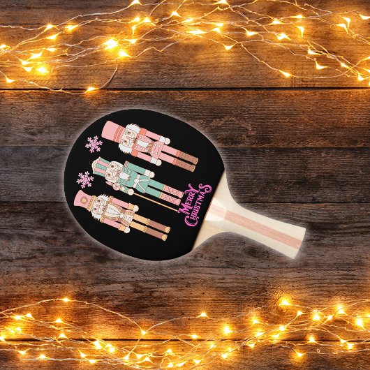 Weihnachten in Pink Nutcrackers auf schwarz | Tischtennis Schläger