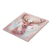 Weihnachten in pink: Rentier mit rosa Weihnachtssc Fliese (Seite)