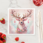 Weihnachten in pink: Rentier mit rosa Weihnachtssc Serviette (Beispiel)