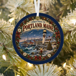 Weihnachten in Portland ME Vintage-Reiseandenken Ornament Aus Metall