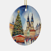 Weihnachten in Prag Tschechien Wasserfarbe Keramik Ornament (Rechts)