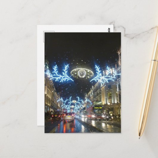 Weihnachten in Regent Street, London Postkarte (Vorderseite/Rückseite Beispiel)