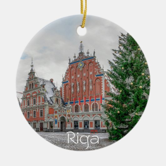 Weihnachten in Riga Lettland Keramik Ornament (Vorne)
