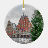 Weihnachten in Riga Lettland Keramik Ornament (Hinten)