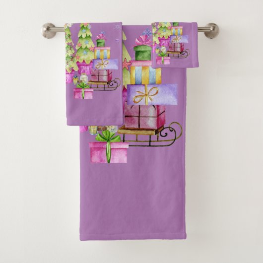 Weihnachten in Rosa Badhandtuch Set (Insitu)