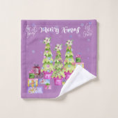 Weihnachten in Rosa Badhandtuch Set (Waschlappen)