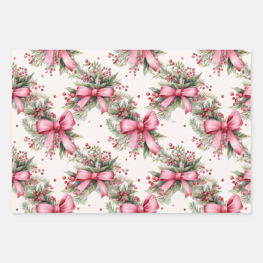 Weihnachten in Rosa Geschenkpapier Set (Vorderseite)