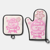 Weihnachten in Rosa Ich bin auf Gingerbread Duty W Ofenhandschuh & Topflappen-Set (Vorderseite)