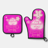 Weihnachten in Rosa Ich bin auf Gingerbread Zwingr Ofenhandschuh & Topflappen-Set (Vorderseite)