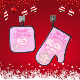 Weihnachten in Rosa Ich bin auf Gingerbread Zwingr Ofenhandschuh & Topflappen-Set