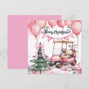 Weihnachten in Rosa mit Golfwagen für Golfer  