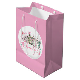 Weihnachten in Rosa Mittlere Geschenktüte