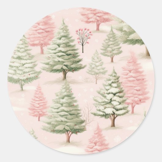 Weihnachten in Rosa Runder Aufkleber (Vorderseite)