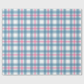 Weihnachten in Rosa und Blau Tartan Geschenkpapier (Flach)