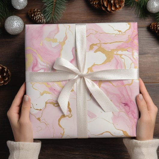 Weihnachten in Rosa und Gold Geschenkpapier