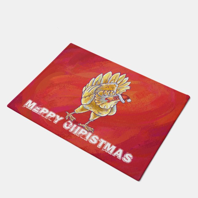 Weihnachten in Rot Fußmatte (Schrägansicht)