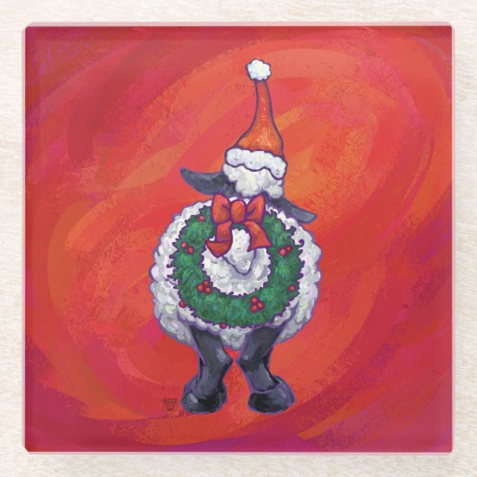 Weihnachten in Rot Glasuntersetzer (Vorderseite)