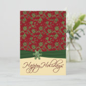 Weihnachten in Rot, Grün und Creme - Party Einladu Einladung (Stehend Vorderseite)