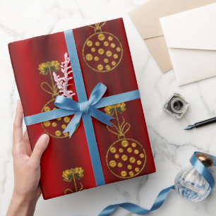 Weihnachten in Rot und Gold Baubles Geschenkpapier