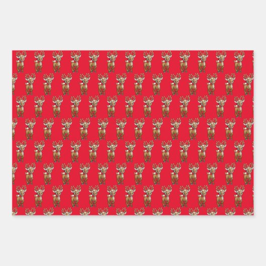 Weihnachten in Rot und Grün Geschenkpapier Set (Vorderseite 3)