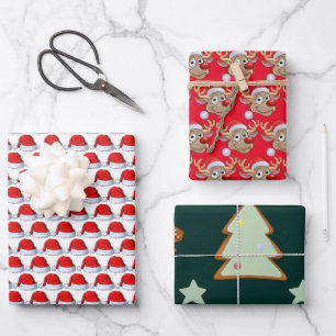 Weihnachten in Rot und Grün Geschenkpapier Set