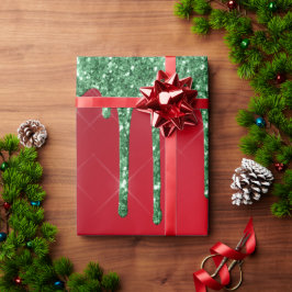 Weihnachten in Rot und Grün Glitzer Geschenkpapier
