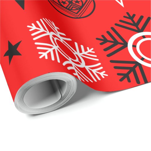 Weihnachten in Rot und Schwarz Geschenkpapier (Rolleneckpunkt)