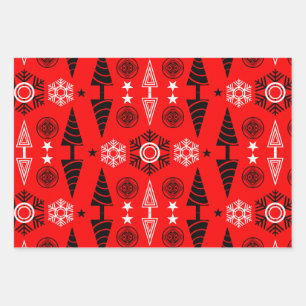Weihnachten in Rot und Schwarz Geschenkpapier Set