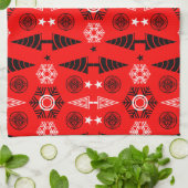 Weihnachten in Rot und Schwarz Geschirrtuch (Gefaltet)