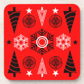 Weihnachten in Rot und Schwarz Getränkeuntersetzer (Vorderseite)