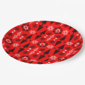 Weihnachten in Rot und Schwarz Pappteller (Schrägansicht)
