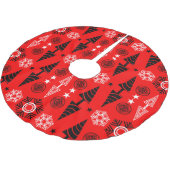 Weihnachten in Rot und Schwarz Polyester Weihnachtsbaumdecke (Schrägansicht)